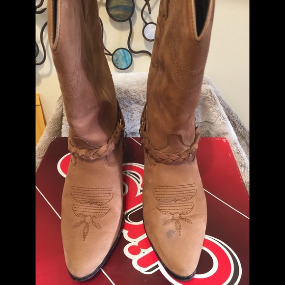 Soft Rich Tan Suede Cowboy Boots by Dingo - Picture 8 of 8